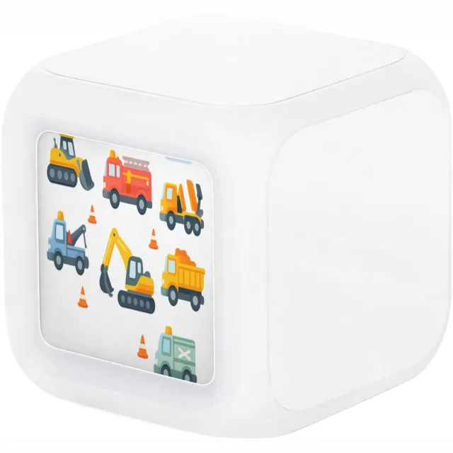 Mr Cadeautjes Digitale wekker - design Safari-voertuigen in een rustige patroonopzet | cadeau Wit