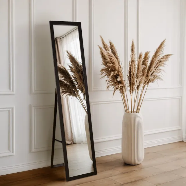 Coloray Staande Spiegel - Staande Passpiegel - 36 cm x 156 cm - Staande Spiegel Zwart - Staande Spiegel Voor Slaapkamer - Lange Spiegel - Moderne Staande Spiegel - Spiegel MDF Lijst Zwarte MDF Lijst
