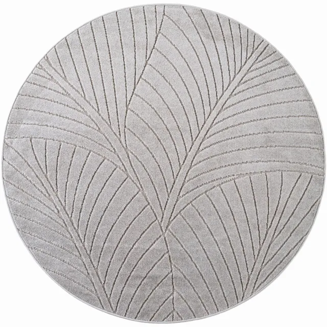 Ayyildiz Japandi-stijl binnen- en buitentapijt Nova (zilver 1203) - ⌀ 120 cm