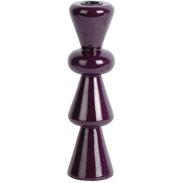 Present Time Kandelaar Cadiz Cones - Donkerpaars - 7x7x25cm - Scandinavisch - Hout