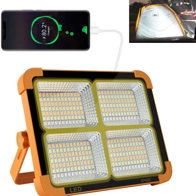 Ruijingsky 336 LED-lampen architecturale verlichting - 18000mAh powerbank – oplaadbaar - op zonne-energie - draagbaar - geschikt voor bouwplaatsen, garages, vissen en noodgevallen - magnetische bevestiging met vijf standen - kan mobiele telefoons opladen Oranje