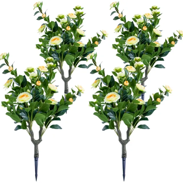 HOERFURIY Kunstbloemen met grondpen 90 cm - Set van 4 gele bloemen voor buiten, border en perk geel
