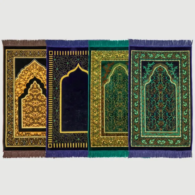 Firaset Islamic Prayer Rug – Seccade- Set van 4 Gebedskleden – Dun en Zacht Turks Janamaz – Inclusief 4 Gebedskralen