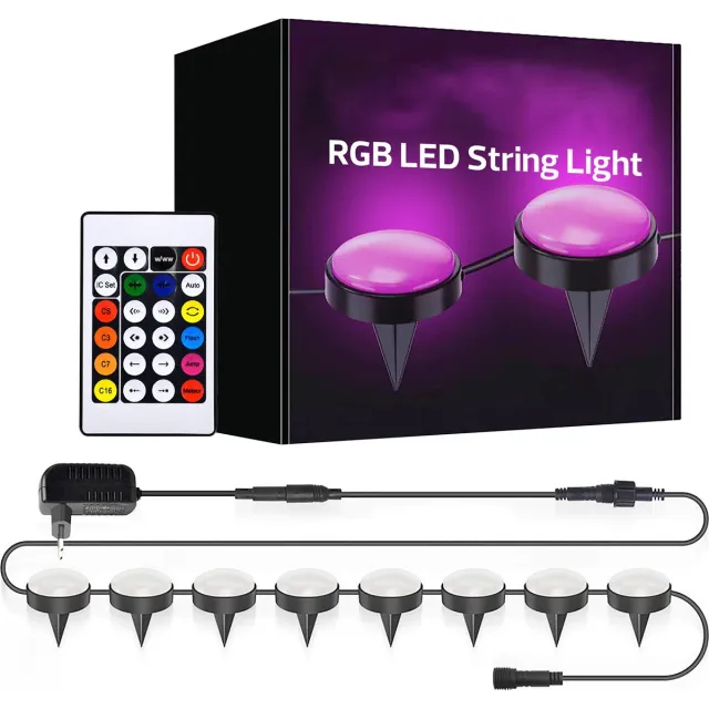 Qualu LED Lichtsnoer voor Wand en Grondmontage - Kozolux - RGB - Afstandsbediening - 12W 300lm - 18 Meter - 24 Lampen - IP44 - Zwart