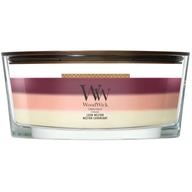 WoodWick Hearthwick - Trilogy Lush Nectar - Ellipse Geurkaars - 50 branduren
