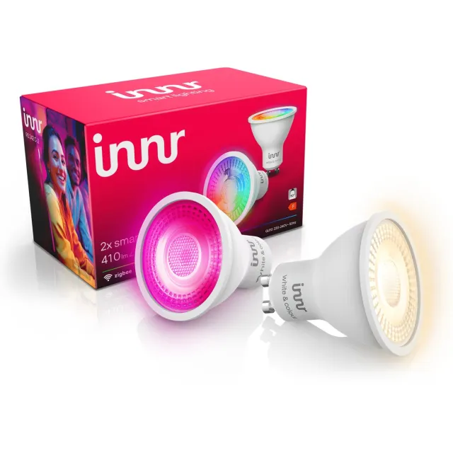 innr smart GU10 lamp - Zigbee - geschikt voor Philips Hue - LED spot - wit en gekleurd licht - slimme lamp - ledlamp dimbaar - 410 lumen - 2 pack