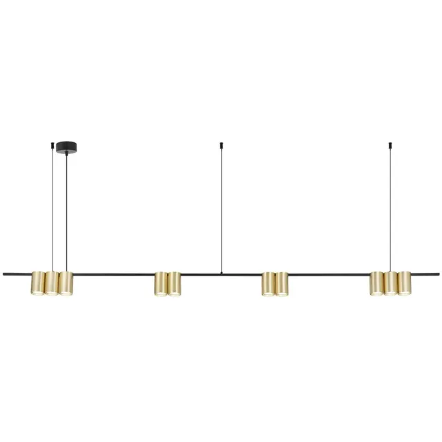 Fantasia ISE hanglamp met 10 GU10-fittingen, 1800 mm breed, aluminium in geborsteld goud en zwart, lichtbron niet inbegrepen zwart / geborsteld goud