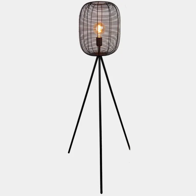 EGLO Rinroe Vloerlamp - E27 - 140,5 cm - Driepoot - Zwart - Staal Zwart;