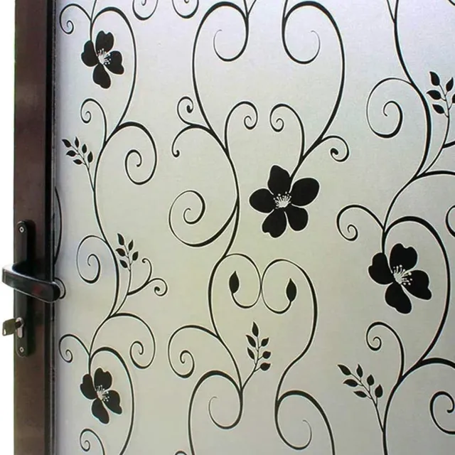 YAGXIG Zelfklevende decoratieve raamfolie - 45x200cm - Bloemenmotief - Raamfolie - Matglasfolie - Elektrostatische adsorptie glasfolie - Raamsticker - Geschikt voor badkamers, slaapkamers en woonkamers