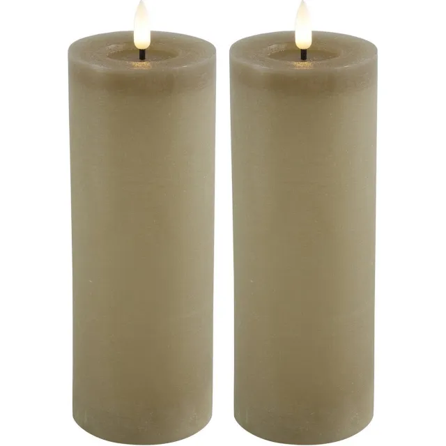 Countryfield Lyon LED kaarsen/stompkaarsen - 2x - beige - D7,5 x H20 cm - timer