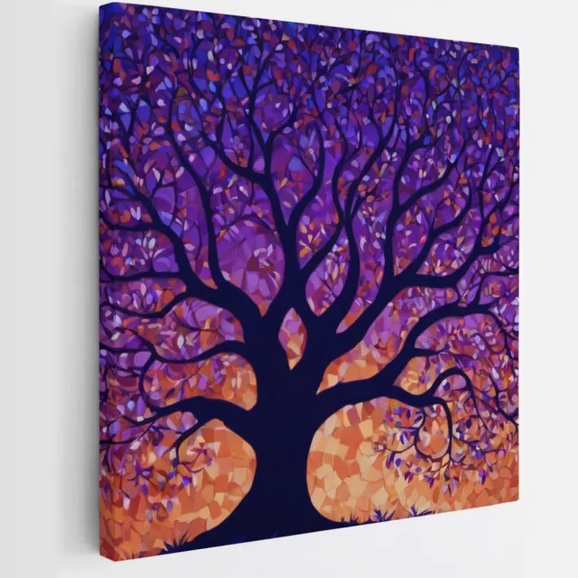 Saammp Canvas Schilderij - Kleurrijke boom - Abstract - 40x40 - Foto op canvas - Wanddecoratie - Muurdecoratie Woonkamer - Slaapkamer decoratie - Canvas Print Multicolor