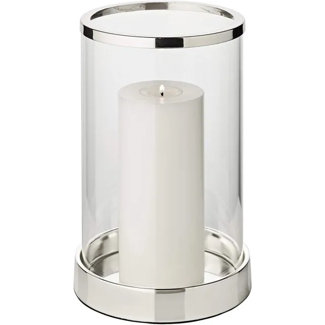 Famanu Windlicht, verzilverd en aanslagbestendig, hoogte 26 cm Transparant
