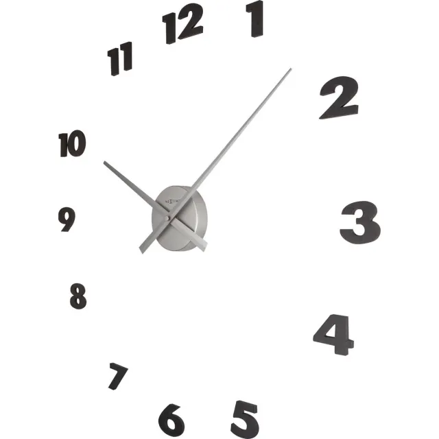NeXtime Wandklok - 48 cm x 3 cm - Aluminium - Zilver - 'Small Hands'