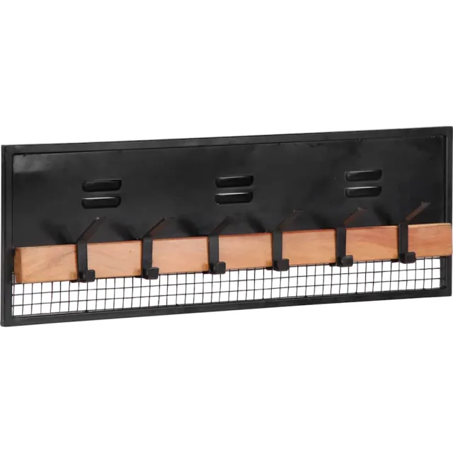 vidaXL Wandkapstok 90x11x30 cm massief mangohout mango Zwart