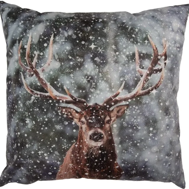 Clayre & Eef Kussenhoes 45x45 cm Grijs Polyester Hert