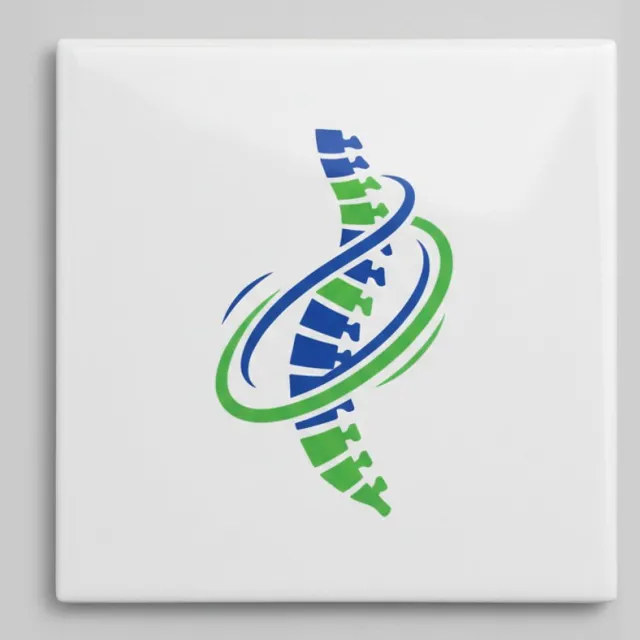 Nevolis Abstracte Blauw-Groene Wervelkolom Tegel – Moderne Medische & Wellness Wanddecoratie – Keramische Tegel 15 x 15 cm Multi Color