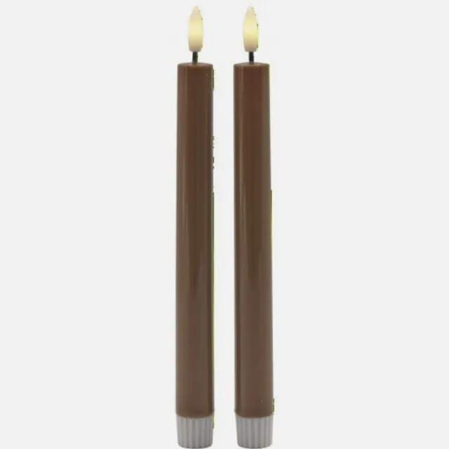 Sirius LED-Dinerkaarsen 'Sille' (25cm hoog, Set van 2) - Toffee - Bruin - Glanzend