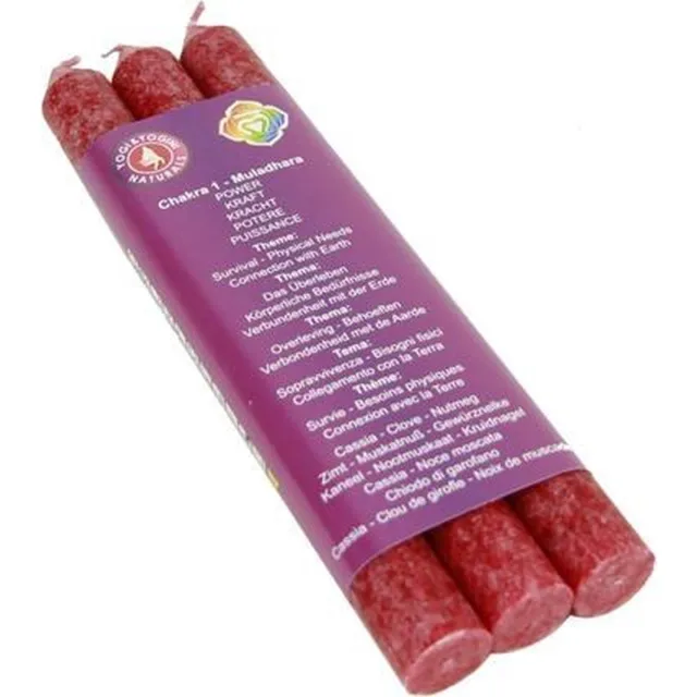 Greenpalm Diner geurkaars 1e chakra Muladhara (3-pack) wit