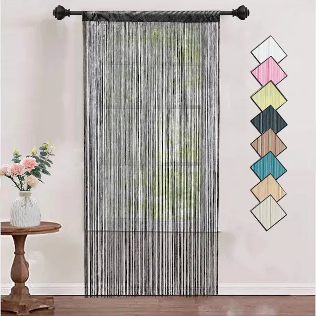 Unyqoos Stijlvolle Zwarte Decoratieve String Gordijnen voor Ramen en Deuren, 90 x 200 cm, Milieuvriendelijk Polyester