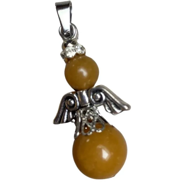 Namasté Edelsteen Engel Hanger Gele Jade – Ketting Hanger Natuursteen – 42 mm geel