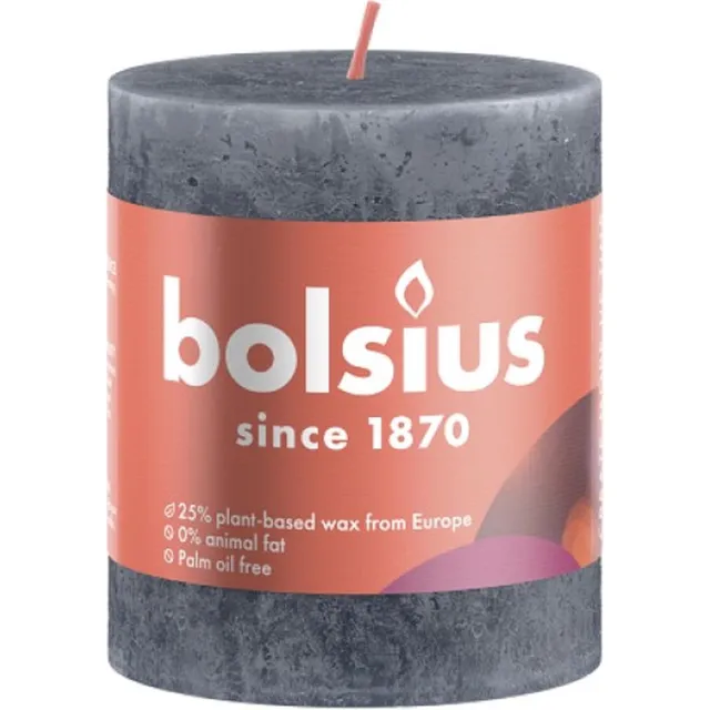 Bolsius 4 stuks Bolsius leiblauw rustiek stompkaars 80/68 (35 uur) Slate Blue