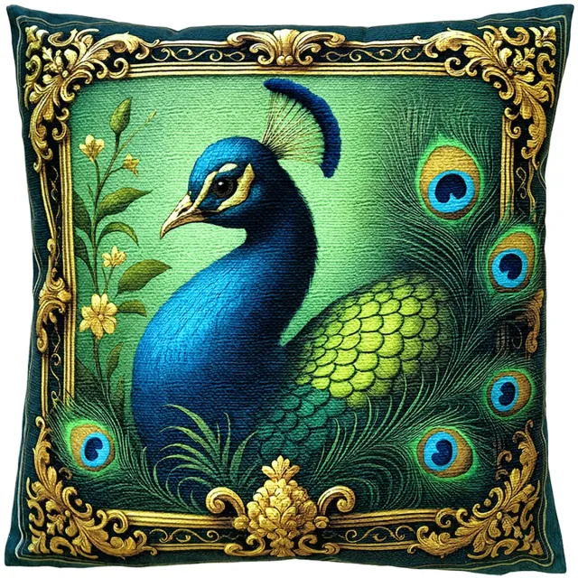 Clayre & Eef Sierkussen 45x45 cm Groen Polyester Pauw