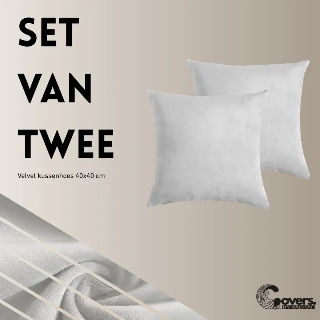 Covers by Ralfos Set van 2 | Kussenhoes 40x40cm | Lichtgrijs Velvet | Kerstsfeer | Luxe Sierkussenhoes | Kerst | Zonder Vulling