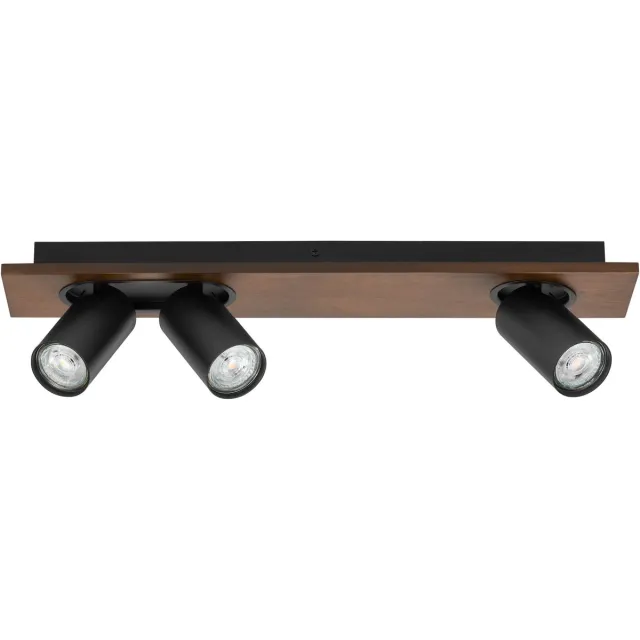 Osram DECOR SPOT MERCURY, 3 x 3,4W, 690lm, hout-look zwart, spot, verstelbare koppen, veelzijdig gebruik, interieurspot, vervangbare ledlampen, warm witte lichtkleur, GU10 Houtdecor|Zwart