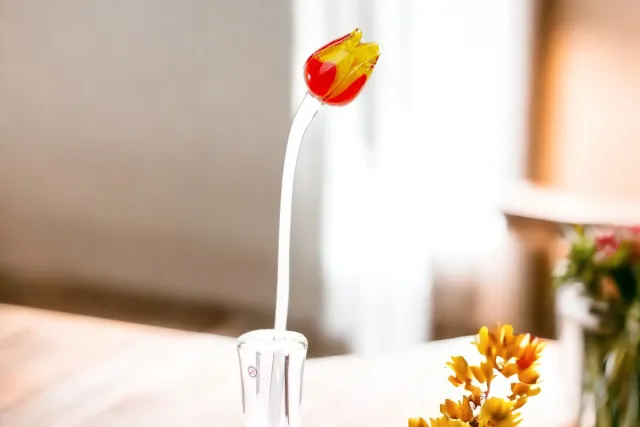Loranto Tulp Rood Geel - Glazen Tulpen - Bloemen - Tulpen van Glas - Roos van Glas - Glazen Bloemen