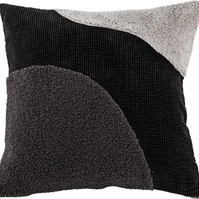 Tiseco Home Studio - Kussen (gevuld) PATCH MIX - 45x45 cm - Zwart BLACK