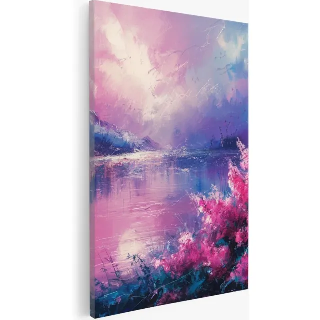 Saammp Canvas Schilderij - Roze Landschap - Natuur - 30x45 - Foto op canvas - Wanddecoratie - Muurdecoratie Woonkamer - Slaapkamer decoratie - Canvas Print Multicolor