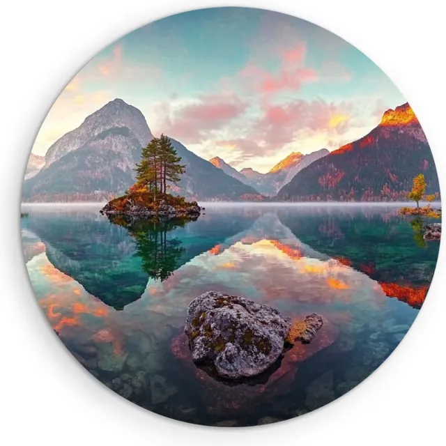 Saammp Muurcirkel Hout - Natuur - japanse bloementuin - landschappen - Ø 80 - Wandcirkel - Wanddecoratie Cirkel - Muurdecoratie Woonkamer - Slaapkamer decoratie - Rond Schilderij