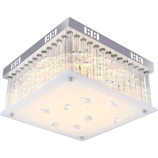 Globo Design LED plafondlamp met kristallen pendel en staven HEIDIR zilver
