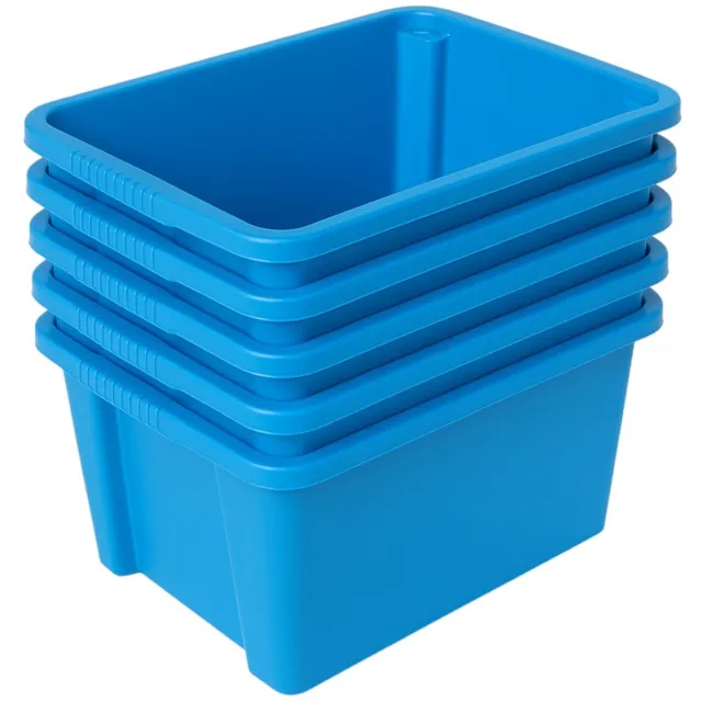 alpfa Opbergboxen - Opslagbakken - Stapelbakken - Stapelbox - Opslagbak - Opbergdoos - Geschikt voor IKEA kast - Stapelbaar - Set van 5 Stuks - 32 Liter - Blauw - 42x33x23 cm