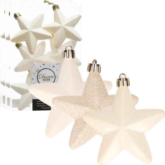 Decoris kersthanger sterren - 18x st - wol wit - 7 cm - kunststof - kerstornamenten - kerstversiering