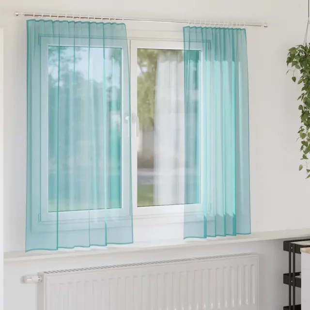 vidaXL Gordijnen voile met roedezakken 2 st turkoois Turquoise
