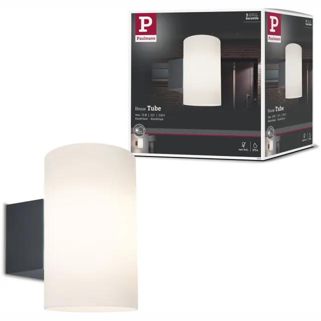Paulmann Wandarmaturen voor buiten Tube IP54 cilindrisch 120x200 mm max. 15W 230V Antraciet Kunststof