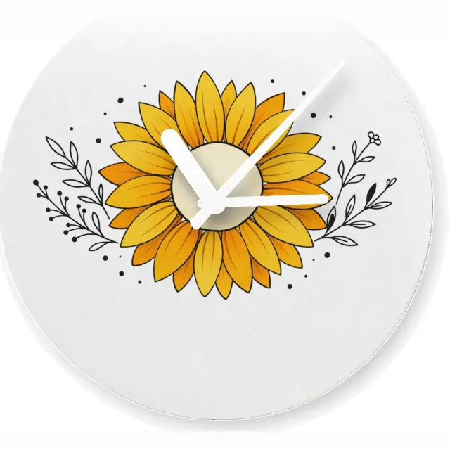 Mr Cadeautjes Glazen klok Ø 20 - design Een rustige, luxe complimentprint met een centraal symbool e | cadeau Wit
