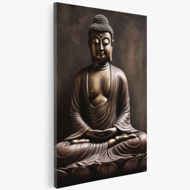 Saammp Canvas Schilderij - Boeddha - Brons - Religie - 100x150 - Foto op canvas - Wanddecoratie - Muurdecoratie Woonkamer - Canvas schilderijen Multicolor