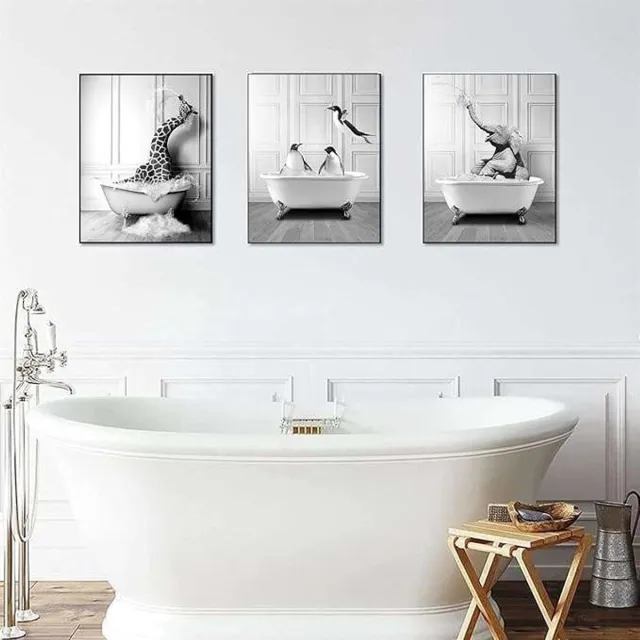 WADBTP Dieren Plakaten - 3x60x90cm - Zwart-Wit - Zonder Lijst Zwart; Wit