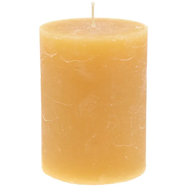 Viana Effen pilaarkaarsen, honingkleur, Ø60×80mm, set van 4 - Adventskransde Geel