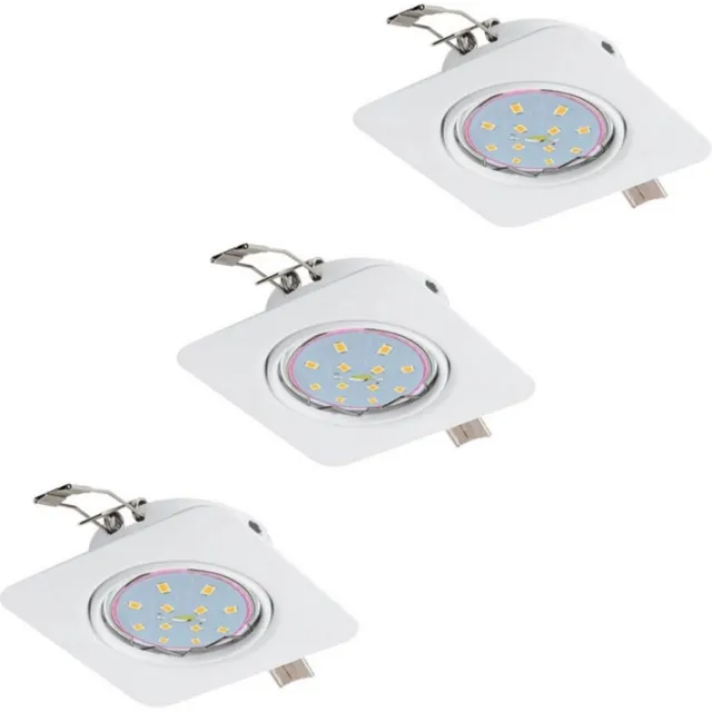 EGLO Set van 3 LED inbouwspots Plafondlamp Inbouwspot Spotlight verstelbaar, metaal wit, 5W 400lm 3000K warm wit, B 8,5 cm