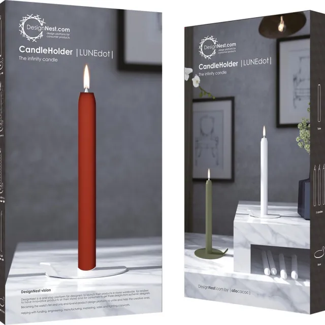 LUNEdot DesignNest Lunedot unieke kaarsenstandaard inclusief 3 kaarsen - kandelaar - kaarsenstandaard - kaarsenhouder metaal - duurzame kerstcadeau - rood
