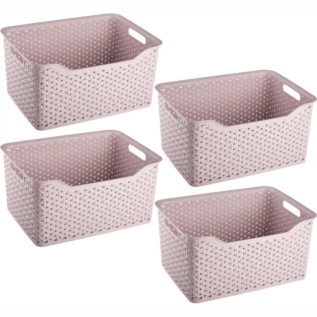 PLASTICFORTE opbergmand/kastmandje - 4x - 18 liter - roze - kunststof - 29 x 39 x 19 cm