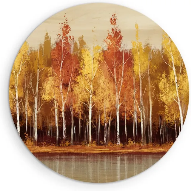 Saammp Forex Muurcirkel - Herfstbos - Abstract - Natuur - Landschap - Ø 50 - Wandcirkel - Wanddecoratie Cirkel - Muurdecoratie Woonkamer - Slaapkamer decoratie - Rond Schilderij