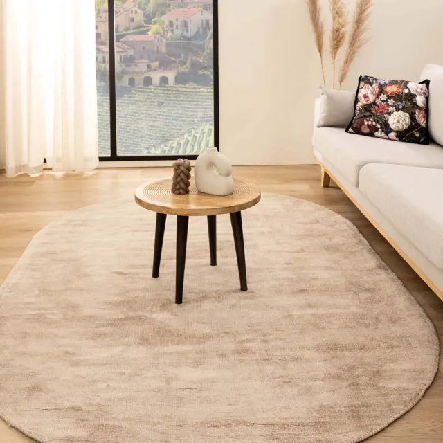 Paon Brillant Viscose vloerkleed ovaal - Glamour beige 200x300