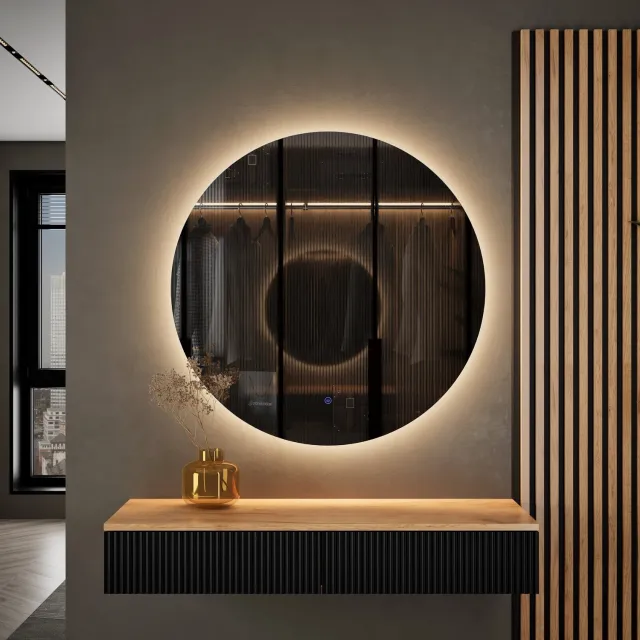 Planetmöbel LED Spiegel NOVA 80 cm Rond Dimbaar met Touch Zilver