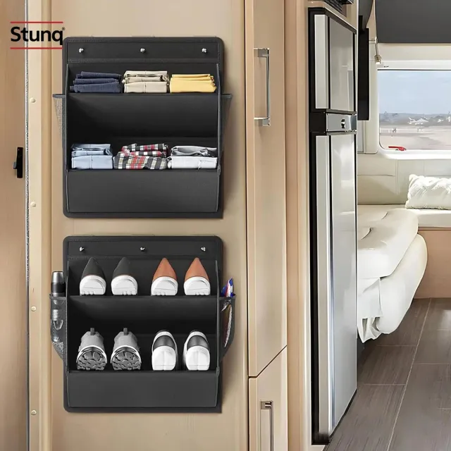 Stunq Wandmontage Schoenenrek Organizer – Zonder Boren – Donkergrijs – Voor Camper & Caravan