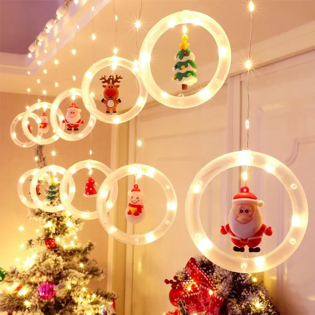 Dnntunk Kerstversiering LED-Lichtsnoer - USB-Lichtsnoer - Raamverlichting LED-Verlichting - voor Kerstfeest Binnen en Buiten - 3 x 0,65m - 8 Standen - Warm Wit Licht