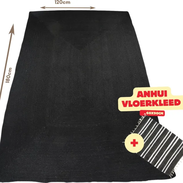 Yoshiko Home Dhaka jute vloerkleed zwart